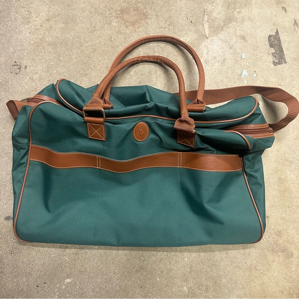 Green and Brown Men's Ralph Lauren Duffel Bag